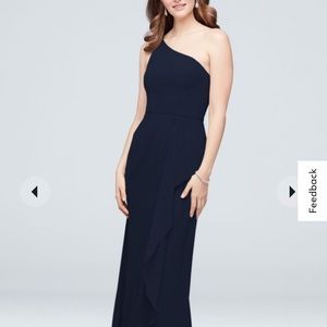marine one-shoulder chiffon bridesmaid dress NWT